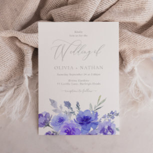 Prachtige Paarse Lavendel Violet Bloemen bruiloft Kaart