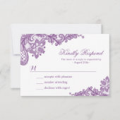 Prachtige Paarse lavender Lace Wedding RSVP Kaart (Voorkant)