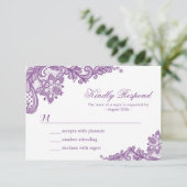 Prachtige Paarse lavender Lace Wedding RSVP Kaart (Staand voorkant)