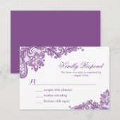 Prachtige Paarse lavender Lace Wedding RSVP Kaart (Voorkant / Achterkant)