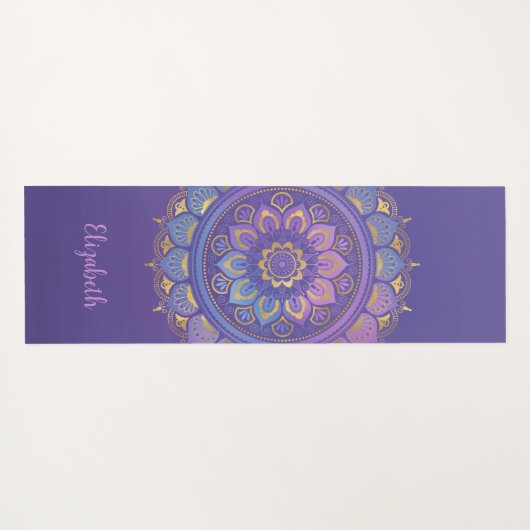 Prachtige Paarse Mandala Pattern Yoga Mat (Achterkant (horizontaal))