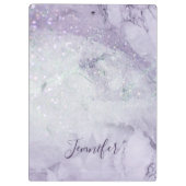 Prachtige Paarse marmer en Glitter Monogrammed Klembord (Achterkant)