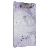 Prachtige Paarse marmer en Glitter Monogrammed Klembord (Rechts)