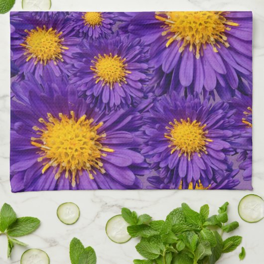 Prachtige Paarse Michaelmas Daisies Theedoek (Gevouwen)