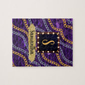 Prachtige Paarse monogram Elegant Chic Legpuzzel (Horizontaal)