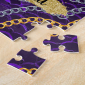 Prachtige Paarse monogram Elegant Chic Legpuzzel (Zijkant)