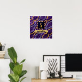 Prachtige Paarse monogram Elegant Chic Poster (Thuiskantoor)