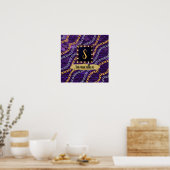 Prachtige Paarse monogram Elegant Chic Poster (Keuken)