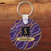 Prachtige Paarse monogram Elegant Chic Sleutelhanger (Voorkant)