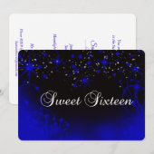 Prachtige Paarse neon, sterren, zoete 16 uitnodigi Kaart (Voorkant / Achterkant)