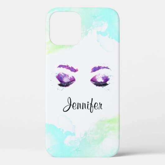 Prachtige Paarse Ogen & Wenkbrauwen Waterverf Case-Mate iPhone Case (Achterkant)