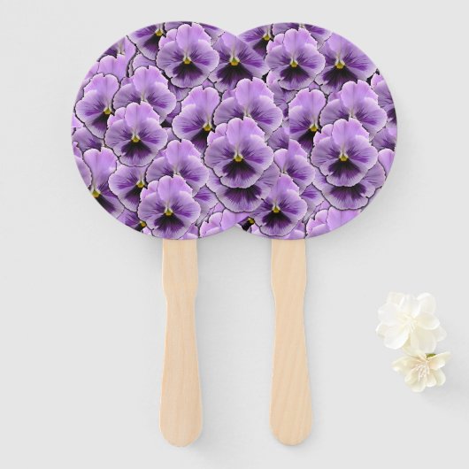 Prachtige Paarse Pansy Garden Handwaaier (Voorkant en achterkant)