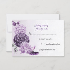 prachtige paarse scheerbloemen RSVP kaartje