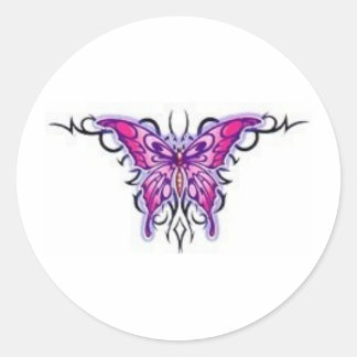 Prachtige paarse Vlinder Tribal Ronde Sticker