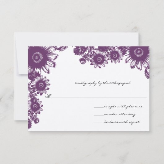 Prachtige Paarse  Vloerbruiloft RSVP-Kaart RSVP Kaartje (Voorkant)