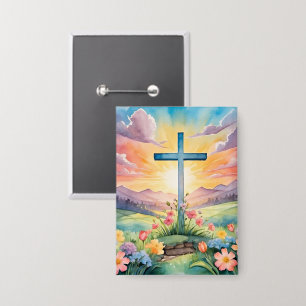 Prachtige paas Waterverf kunst Button