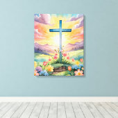 Prachtige paas Waterverf kunst Canvas Afdruk (Insitu (Houten vloer))