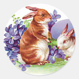 Prachtige paasbundel - Bunnies en Violetten Ronde Sticker