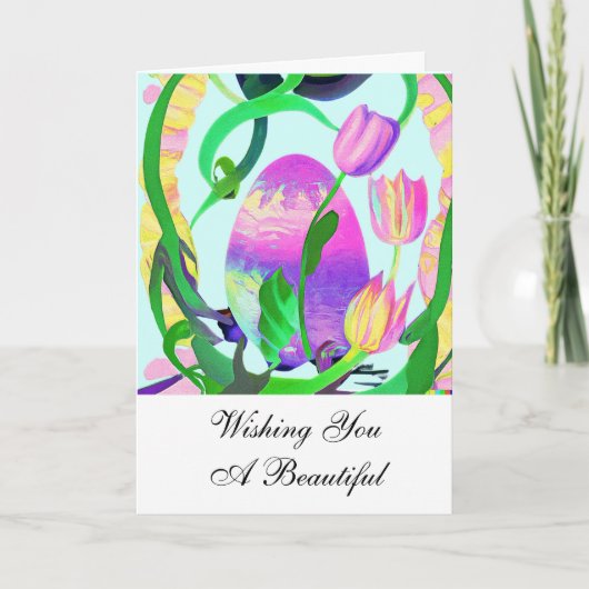 Prachtige paaseieren en tankwagens voor paasmakeri kaart (Voorkant)