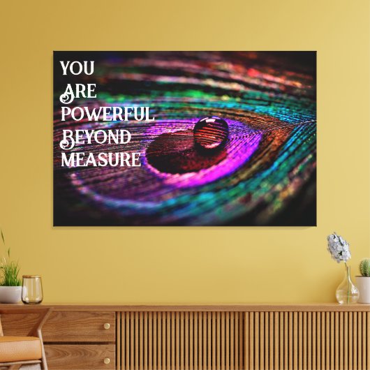 Prachtige pacock-doetherwaterdruppel canvas afdruk (Insitu (Woonkamer))