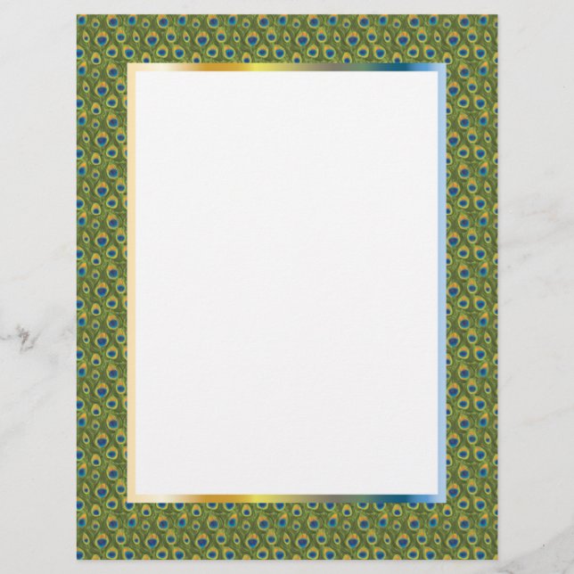 Prachtige pacock Print Border Stationery (Voorkant)