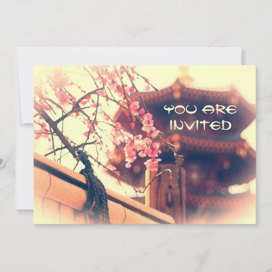 Prachtige Pagoda Plum Blossom Bamboo Fence Spring Kaart (Voorkant)