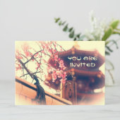 Prachtige Pagoda Plum Blossom Bamboo Fence Spring Kaart (Staand voorkant)
