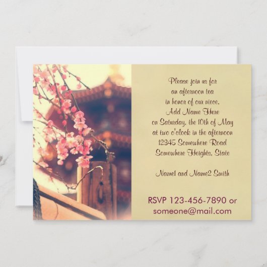 Prachtige Pagoda Plum Blossom Bamboo Fence Spring Kaart (Achterkant)