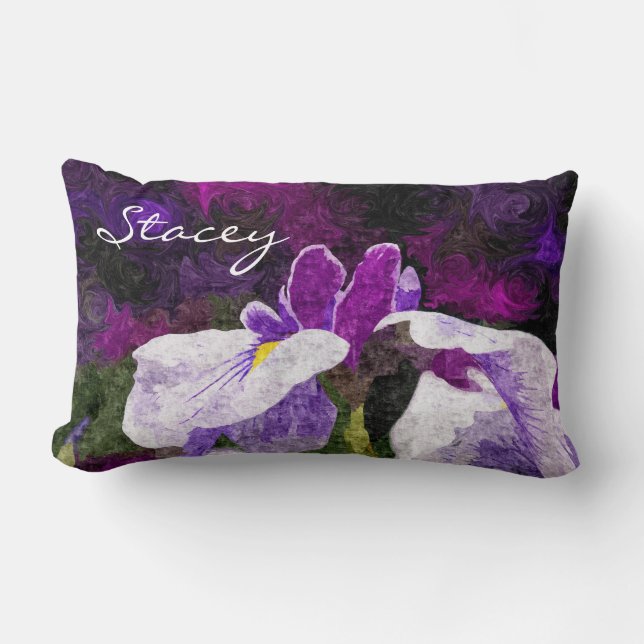 Prachtige Painterly Flower Paars Violet Roze Kussen (Voorkant)