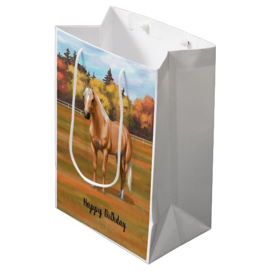 Prachtige palomino Quarter Horse Stallion Medium Cadeauzakje (Voorkant Gekanteld)