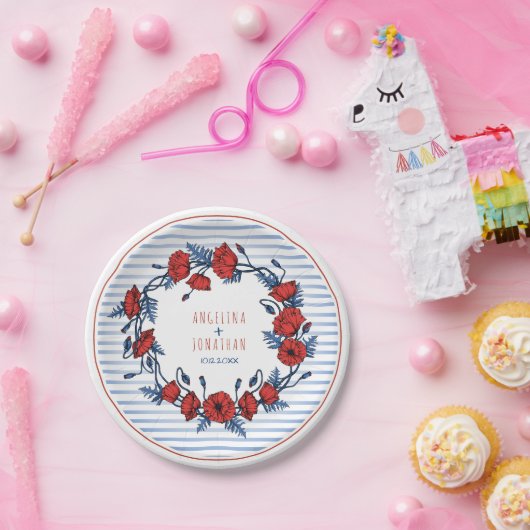 Prachtige papaver, met een groot pleisterhuis en e papieren bordje (Feest)