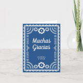 Prachtige  Papel Picado Blue Wedding Bedankkaart (Voorkant)