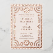 Prachtige Papel Picado Boda Wedding REAL Folie Uitnodiging (Voorkant)