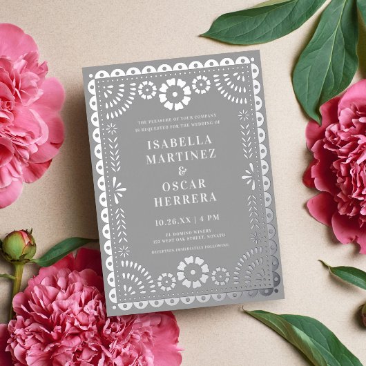 Prachtige Papel Picado Boda Wedding REAL Folie Uitnodiging