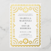 Prachtige Papel Picado Boda Wedding REAL Folie Uitnodiging (Voorkant)