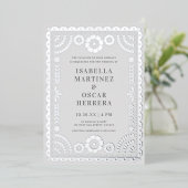 Prachtige Papel Picado Boda Wedding Silver REAL Folie Uitnodiging (Staand Voorkant)