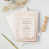 Prachtige Papel Picado Bruiloft Echt Folie Uitnodiging