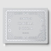 Prachtige  Papel Picado bruiloft zilver Gastenboek (Voorkant)