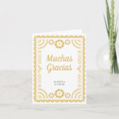 Prachtige  Papel Picado Chic Neutral Wedding Bedankkaart (Voorkant)