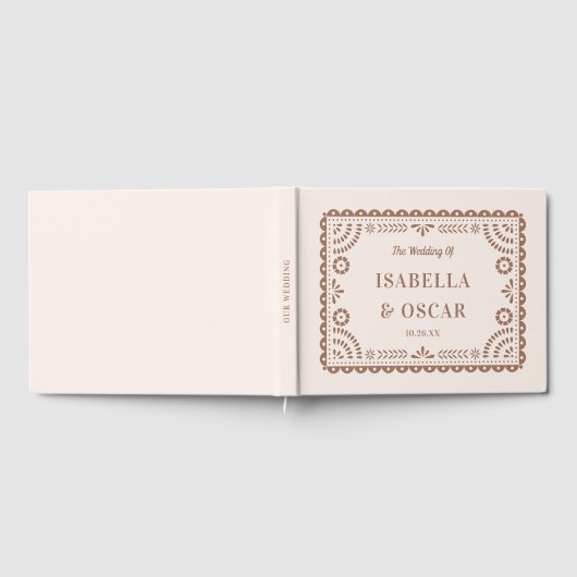 Prachtige  Papel Picado Chic Neutral Wedding Gastenboek (Volledig)