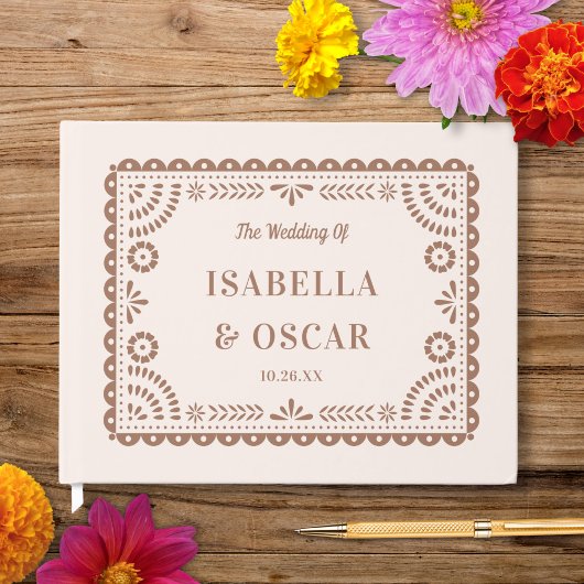 Prachtige  Papel Picado Chic Neutral Wedding Gastenboek