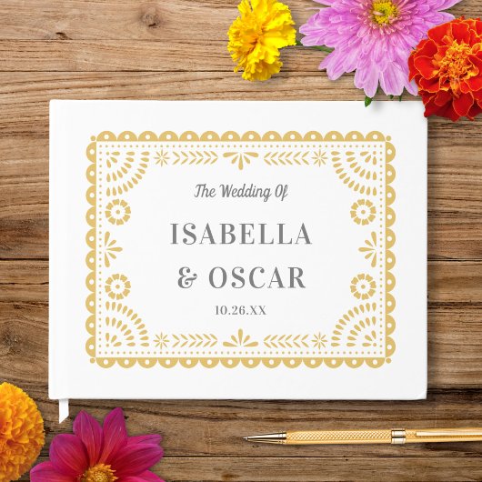 Prachtige Papel Picado Chic Neutral Wedding Gastenboek