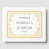 Prachtige Papel Picado Chic Neutral Wedding Gastenboek (Voorkant)