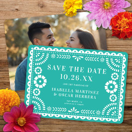 Prachtige  Papel Picado Foto Aqua Wedding Save The Date