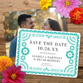 Prachtige  Papel Picado Foto Aqua Wedding Save The Date