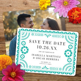 Prachtige  Papel Picado Foto Aqua Wedding Save The Date
