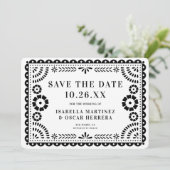Prachtige  Papel Picado Foto B & W bruiloft Save The Date (Staand voorkant)