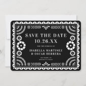 Prachtige  Papel Picado Foto Black Wedding Save The Date (Voorkant)