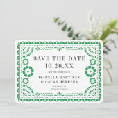 Prachtige  Papel Picado Foto Green Wedding Save The Date (Staand voorkant)