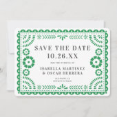 Prachtige  Papel Picado Foto Green Wedding Save The Date (Voorkant)